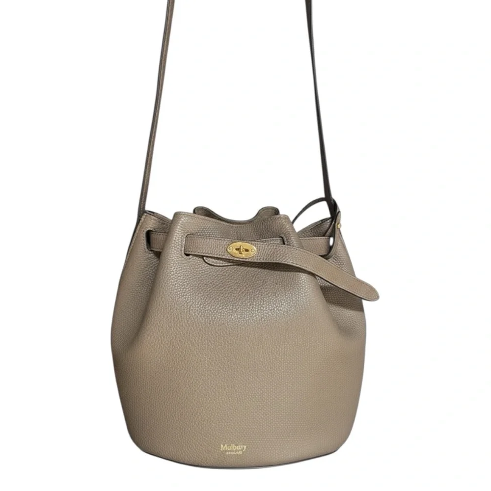 Mulberry Gray Pebbled Grain Leather Small Abbey Bucket Shoulder Bag - Picture 6 of 16